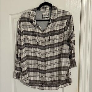 American Eagle Outfitters Gray Plaid Shirt